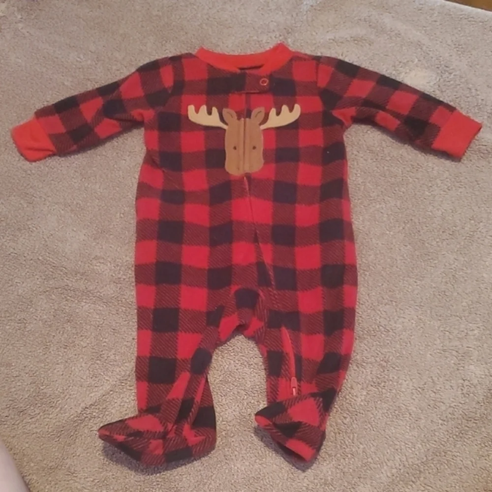 🐻 Carter's Red and Black Footies One Piece